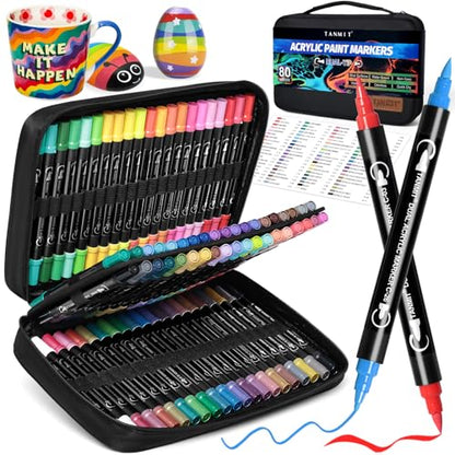 80 Colors Dual Tip Acrylic Paint Markers (80 Count)