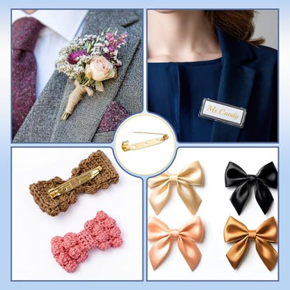 100 Pcs Brooch Pin Backs Bar Pins Backs for Crafts Safety Clasp with Plastic Box (100 Count)