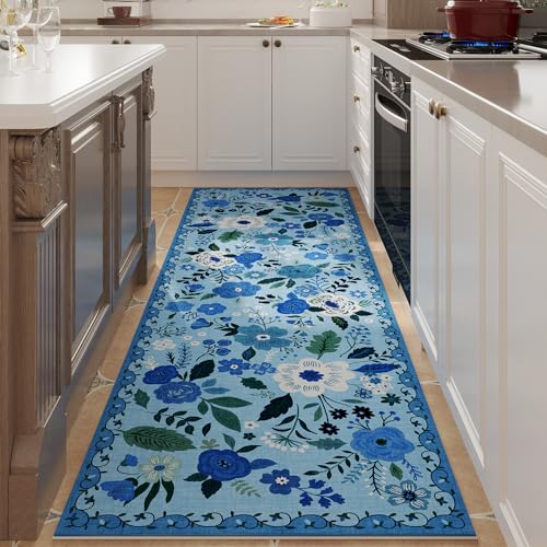 Runner Rug for Hallways Kitchen Rug Non Slip 2'x 6' Washable Runner Rugs with Rubber Backing Soft Floral Carpet Runner for Hallways