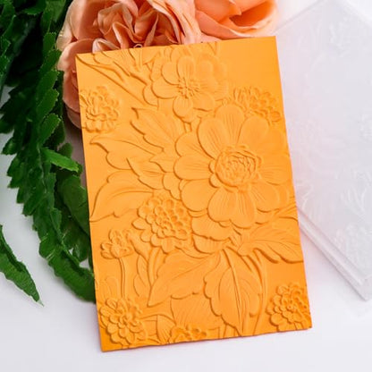 3D Embossing Folder for Card Making Texture Fades Blossom Bloom Floral Plastic Embossing Folder Template for DIY Scrapbooking Paper Card Making Paper Card Embossing Stencil