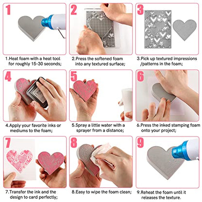 4 Pcs Heart Cut Stamping Foam Grey Moldable Foam Stamps Plastic Dry Foam Stamp Pad Cut and Dry Foam Stamping Foam Block for Sculpture (4 Count)
