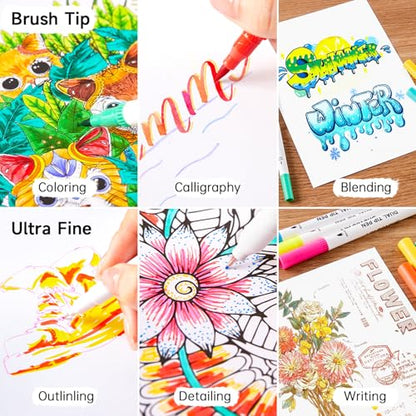Dual Brush Marker Pens (56 Count)