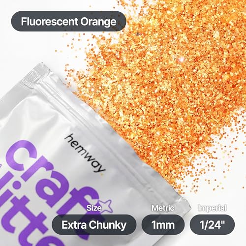 Craft Glitter Fluorescent Orange 100g Extra Chunky Glitter (3.5 Ounce)