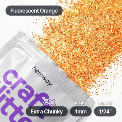 Craft Glitter Fluorescent Orange 100g Extra Chunky Glitter (3.5 Ounce)
