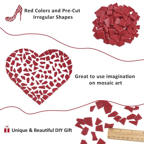 Red Mosaic Tiles for Crafts Bulk (7.05 Ounce)