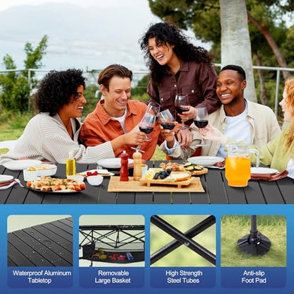 Adjustable Camping Table with Storage for Grill Travel Picnic
