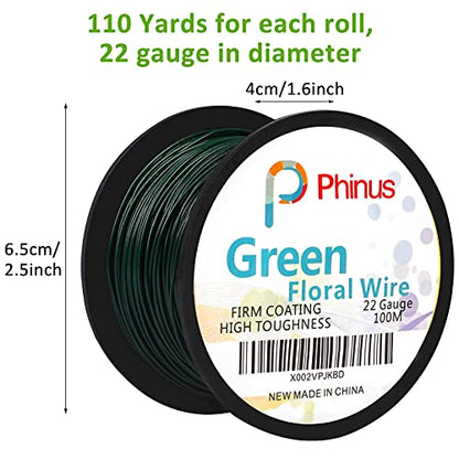 Floral Wire 110 Yards 22 Gauge Green Florist Wires (330 Foot)