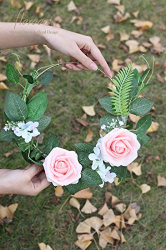 Artificial Flowers 25pcs Real Looking Blush Heirloom Foam Fake Roses with Stems for DIY Wedding Bouquets Pink Bridal Shower Centerpieces Floral Arrangements Party Tables Home Decorations (25 Count)