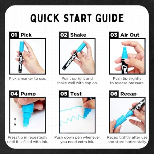 6 White Chalk Markers for Chalkboard Signs