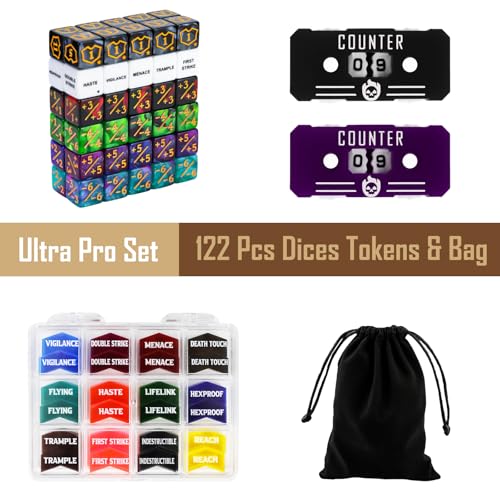 122PCS MTG Keyword Tokens & Dice & Life Counter Set for Magic Card
