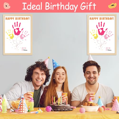 Birthday Handprint Balloon Art Craft DIY Kit Happy Birthday Gifts Children Adults Handprint Keepsake for Mom Father Friend Grandparent Birthdays Gift Christmas