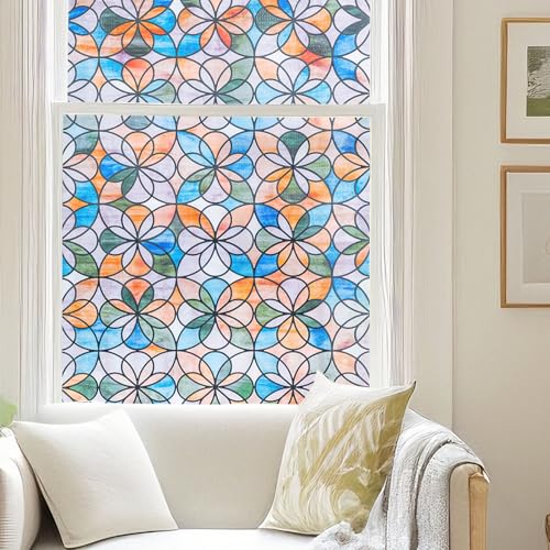 3D Stained Glass Window Privacy Film Decorative Non