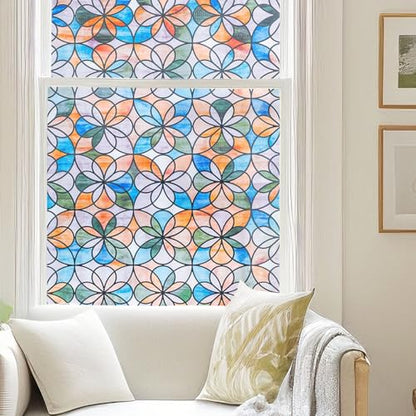 3D Stained Glass Window Privacy Film Decorative Non