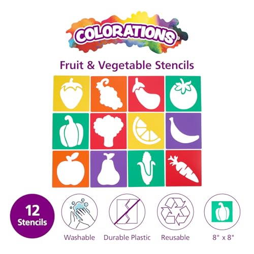 Fruit & Vegetable Shapes Stencils for Kids (12 Count)