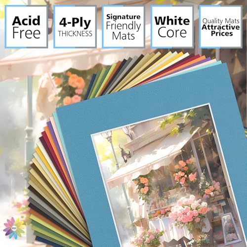 Mat Board Center 25 Pack 11x14 Picture Mat for 8x10 Photo Mixed Color