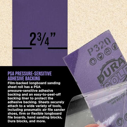 Premium 320 Grit PSA Purple Film Ceramic Longboard Sandpaper (60 Foot)
