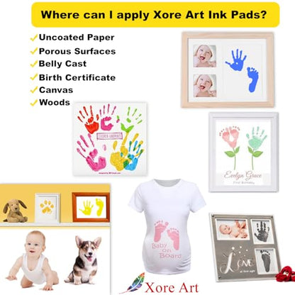 5"x4'' Large Ink Pad Washable Stamp Ink Pad for Baby Footprint Handprint with 30ml Premium Refill Ink