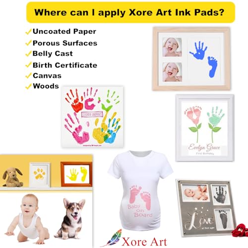 5"x4'' Large Ink Pad Washable Stamp Ink Pad for Baby Footprint Handprint with 30ml Premium Refill Ink