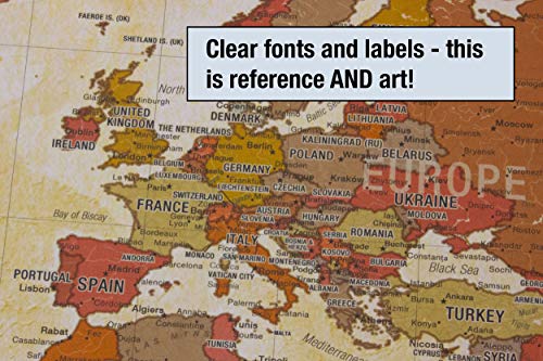 Laminated World Pioneer Map Poster