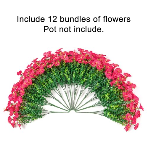 Fake Plants Artificial Flowers for Outdoor Outside Decor (12 Count)