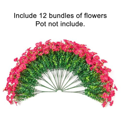 Fake Plants Artificial Flowers for Outdoor Outside Decor (12 Count)