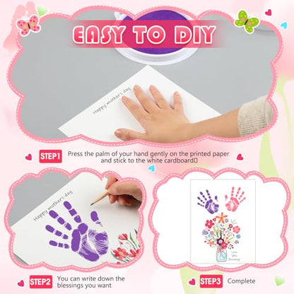 48 Sets Mother's Day Handprint Crafts DIY Religious Hand Keepsake Craft Gifts with Flower Stickers for Mom Dad Home Party Activities (48 Count)