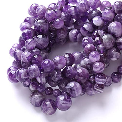 Natural Purple Dream Lace Amethysts Beads Crystal Round Loose Beads for Jewelry Making 6mm 60PCS 1 Strand 15" (16 Count)