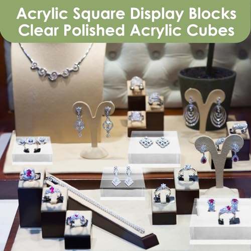 8 Pcs Acrylic Display Block Clear 3 x 3 x 1 Inch (8 Count)
