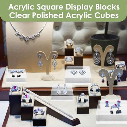 8 Pcs Acrylic Display Block Clear 3 x 3 x 1 Inch (8 Count)