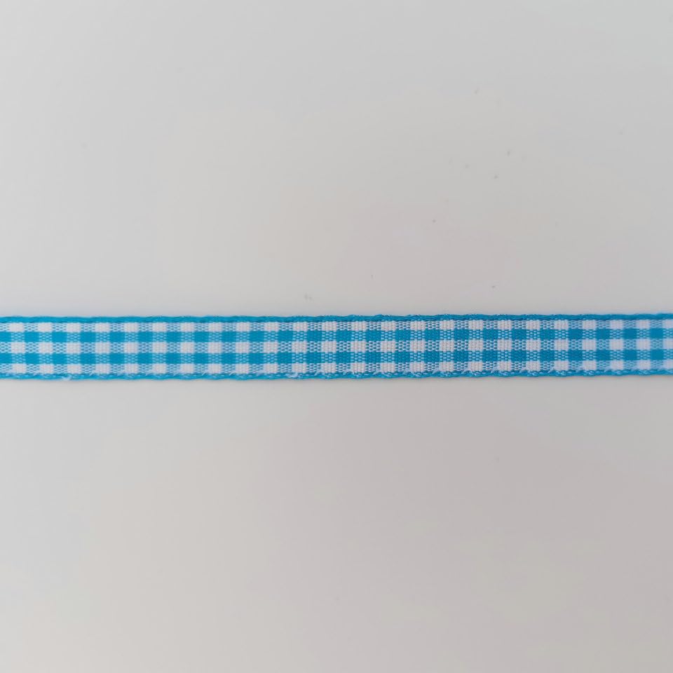 Vivid Blue and White Woven Edge Plaid Ribbon 100% Polyester Gingham Ribbon 25 Yards Each Roll (75 Foot)