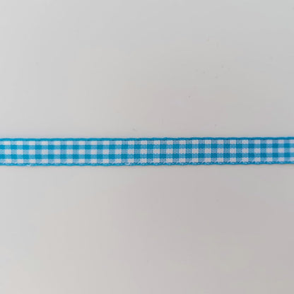 Vivid Blue and White Woven Edge Plaid Ribbon 100% Polyester Gingham Ribbon 25 Yards Each Roll (75 Foot)