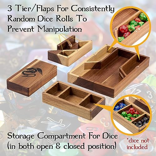 Wooden Magnetic Dice Tower with Tray