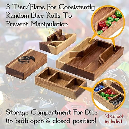 Wooden Magnetic Dice Tower with Tray