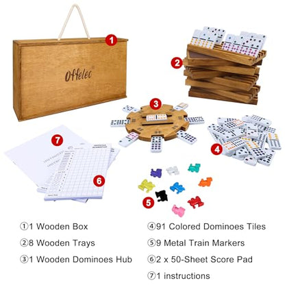 Mexican Train Dominoes Set with 8 Holders