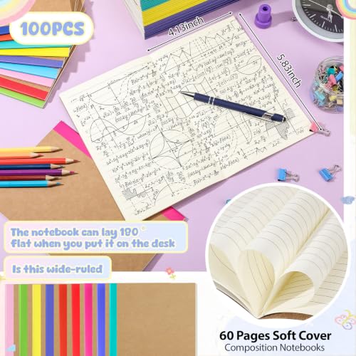 100 Pack A6 Composition Notebooks Bulk 4"x5.8" Notebooks (100 Count)