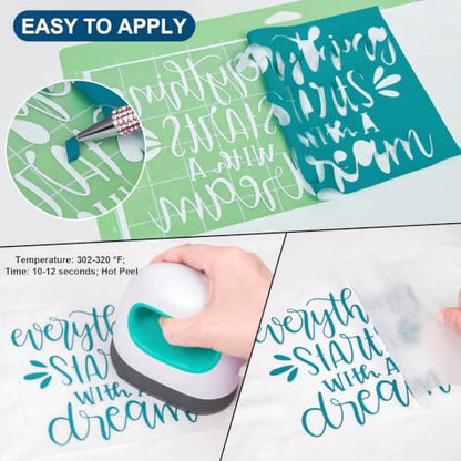 Aqua Heat Transfer Vinyl Rolls 12" x25ft Teal Iron on Vinyl