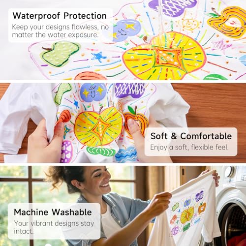 Fabric Paint 24 Colors 3D Permanent Paint with Brushes Palette Pen Fabric Sheet Stencils (24 Fl Oz)