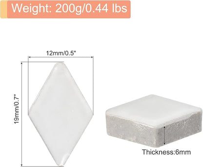 MECCANIXITY 200g Ceramic Mosaic Tiles for Crafts Bulk, Rhombic White Ceramic Tiles for Mosaic Kits Garden Stepping Stone Cup Mat