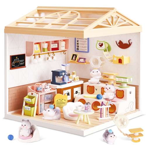 Cat Cafe DIY Miniature House Kit for Adults