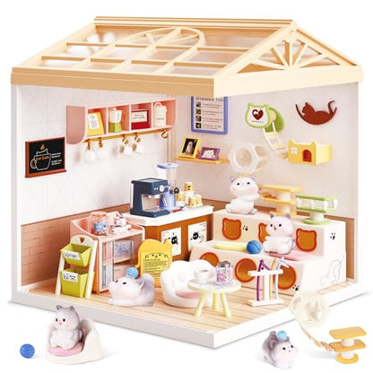 Cat Cafe DIY Miniature House Kit for Adults