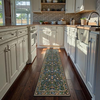 Floral Kitchen Runner Rug 2x6 Non Slip Washable Boho Botanical Hallway Runner