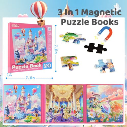 Princess Magnetic Puzzles for Toddlers 3 (60 Count)