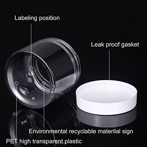 12 Pack 7 oz Plastic Container Jars with Lids Round Clear Travel Cosmetic Container Slime Jars for Toiletries (84 Count)