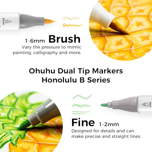 Alcohol Markers Brush& Fine 168 Colors for Adults Coloring Refillable (169 Count)
