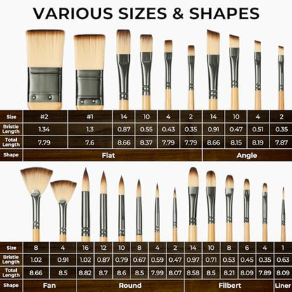 26pcs Professional Paint Brush Set with Palette Knife & Canvas Roll (26 Count)