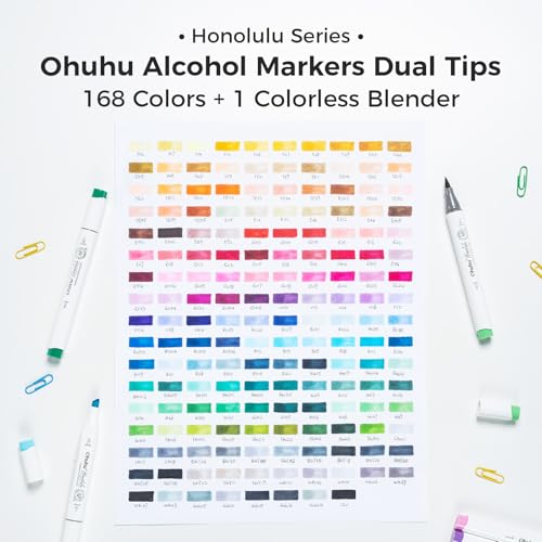 Alcohol Markers Brush Tip 168 Colors for Adults Coloring Refillable (168 Count)