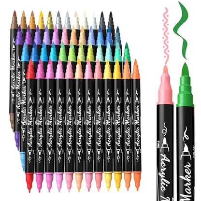48 Colors Precision Dual Tip Acrylic Paint Markers Pens (48 Count)