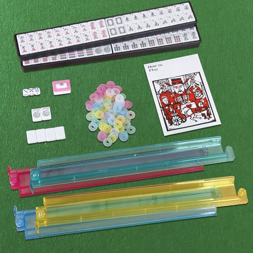 166 Tiles Mah Jongg Set American Mahjong 4 Color Pushers