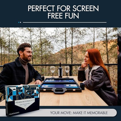19 Inch Premium Backgammon Sets for Adults Leather Black