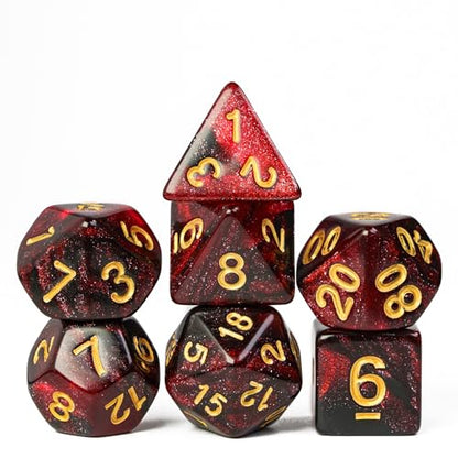 7 Die DND Dice Set Polyhedral Dice Set with a Leather Dice Bag (7 Count)